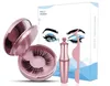 Free Shipping ePacket! wholesale High quality 2pairs 5 magnetics eyelashes gift box set with liquid eyeliner and tweezers happy_yunxia