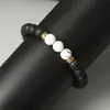 8mm White Turquoise Black Lava Stone P￤rlor Charms Armband Diy Essential Oil Diffuser Armband Man Energy Jewelry