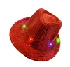 어린이 LED 장식 조각 모자 다채로운 카우보이 재즈 캡 깜박임 어린이 성인 파티 축제 코스프레 의상 모자 6 색 150Pcs
