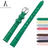 ALK horlogeband 10mm band voor dames dameshorloges echt rundleer roze paars groen mode armband riem polsbandje 10mm270g