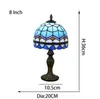 Tiffany bordslampa europeisk pläd blå och vit lampa färgad glas bordslampa kreativ sovrum sängbord ljus 20cm tf002