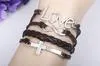 Wholesale- infinity love and cross charms leathers suede wrap bracelet mixed chain new 20pcs/lot