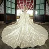 Sheer Long Sleeves A-Line Wedding Dresses Lace Appliques 2021 Beaded Bridal Gowns Formal Long Garden Robe De Marriage Custom Plus 224W