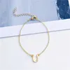 Bracciale portafortuna a ferro di cavallo Braccialetti con zoccoli a ferro di cavallo Alfabeto semplice Nome iniziale Lettera Alfabeto a forma di U Braccialetti gioielli