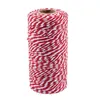 100m roll 1 5-2mm Cotton Twine Stripe Line for Wedding Party Favour Gift Craft Package Suppliesred white327p