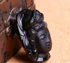 Obsidiana natural Guanyin Cabeza de Buda Hombres y mujeres Colgante Jade Colgante Destino Fortuna Seguro Mascota