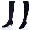 Heißer Verkauf – Damen-Winterstiefel, einfach, klassisch, elegant, luxuriös, Spleißen, sexy, spitzer, feiner Absatz, elastisch über dem Knie, mattes Leder, dünne sexy Stiefel