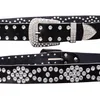 Mode Rhinestone Äkta läderbälten för kvinnor Unisex Waist Belt Kvalitet Andra lager Ko Hudband Bredd 3,3 cm