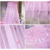 Kinderen elegante tule bed koepel bed netting luifel cirkelvormige roze ronde koepel beddening muggen net voor twin queen king