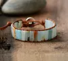 Новый Bohemia Bractelet Amazonite Одноразовый браслет из кожи Wrap Semi Dreacious Coney Beiced Maint браслет Dropshipping