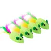 new Green braidedArtificial feathe mouse toy with funny sounds Funny cat toy cat supplies Scratch resistant animal toys T2I59295955965