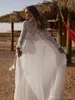 2019 Asaf Dadush Boho فساتين الزفاف السباغيتي الدانتيل ثيسب الزفاف الفخذ شرقات عالية مع التفاف شيفون الشاطئ