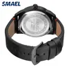 Smael Sport Mens Watches Top Brand Luxury Quartz Watch Men Fashion Steel Waterproof SL-9011 Leather Watch Men Relogio Masculino329w