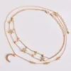 Naszyjnik Crystal Star Moon Gold Star Choker Multilayer Naszyjnik Księżyc wisiorek letni moda biżuteria dla kobiet