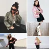 Fleur Ahşap Rüzgarlık Ceket Kadın Sonbahar Mont Uzun Kollu Temel Ceketler Bombacı Ince Kadın Ceket Kadın Ceketler Dış Giyim