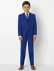 Przystojny Kids Formal Wear Blue Peaked Lapel 3 Sztuk Ślub Tuxedos Wysokiej jakości Formalne Formalne Wear Spodnie