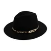 Fashion  -  Trilby Fedoras Hat LeopardプリントベルトバックルトレンドウールフェルトギャンブラーハットフラットブリムジャズFedora Hats