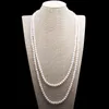 Annodato a mano Bellissima collana di perle coltivate d'acqua dolce nera di colore bianco rosa naturale da 7-8 mm, gioielli di moda da 120 cm