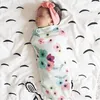 Ins Baby Swaddle Deken Hoofdband 2 stks 1 Set Pasgeboren Baby Floral Swaddle Deken Peuter Ontvangen Deken Zuigeling Swaddle Wrap Ka7754