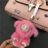 Pink-Cute Real Genuine Fur Pig Piggy Toy Keyring Handbag Keychain Car Phone Pandent Gift