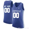 Men Women Younth Men Aangepast Kentucky Wildcats College Jersey Custom maakte een naamnummer Ed Blue White Ed Basketball Jerseys