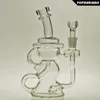 Saml 20cm lång Klein Bong Hookahs Glas DAB Riggar Vatten Rökning Rör Olje Rig Rewinker Golfstorlek 14.4mm PG5125