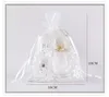 Weiße Organza-Aufbewahrungsbeutel für Hochzeitsgeschenk mit Kordelzug, hochwertige elegante Schmuckbeutel, Party, Festival, Geschenk, Süßigkeitenbeutel, 16 x 23 cm, 1222129