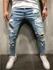 Mode Streetwear Hommes Jeans Vintage Bleu Maigre Détruit Déchiré Jeans Cassé Punk Pantalon Homme Hip Hop Hommes Pantalon 3XL