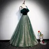 Sparkle Evening Dresses Aline Double Vneck ärmlös elegant billig tyll formell festklänningar Robe de Soiree 20204803622
