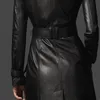 Autumn Black Long Leather Jacket Women Fashion Coat Female Windbreaker Double-breasted Casual Outerwear Black Large size