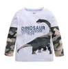Футболка для маленьких мальчиков, детский свитер, футболка с длинными рукавами для мальчиков, верхняя одежда, хлопковый пуловер, камуфляжная осенняя детская рубашка с динозавром