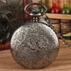 Bronze/Retro Grau Vintage Taschenuhr Zombie Display Quarz Analog Halskette Kette Herren Damen Full Hunter Uhren Uhr