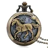 Antique Vintage 3D Twelve Chinese Zodiac Animal Watch Mens Womens Quartz Pocket Watches Analog Display Clock Neckalce Sweater Chain Gift