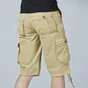 2019 Summer Mens Cargo Shorts Solid Cotton High Quality Knee Length Male Shorts Bermuda Casual Work Short Pants Men