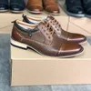 New Arrival Mens Dress shoes Cap toe Business shoes Brown lace-up brogues Shoe Genuine Leather Wedding Patry Shoes US7-13