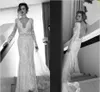 Sexy Long Sleeved Lace Wedding Dresses Lihi Hod Sheath Bridal Gowns with Deep V Neck Backless Fitted Brides Dress Custom Made Vintage 1174