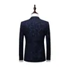 Nieuwe Mens Tuxedos met Print Merk Navy Blue Floral Blazer Designs Paisley Blazer Slim Fit Pak Jas Mannen Huwelijkspakken