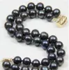 Huge 2 Rows 9-10MM Round South Sea Genuine Black Pearl Bracelet 7.5-8" Gold