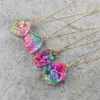 Colorful Stone Pendant Necklace Crystal Pendant Woman Kids Jewelry Design Fashion Necklace Gift Natural Multicolor HHA1341