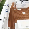 Tapis de sol en mousse EVA auto-adhésif pour bateau, Yacht, Faux Imitation de feuille de teck, tapis de décoration pour terrasse de bateau, marron et noir, 2400x600x6mm