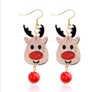 Julörhängen Ny stil Santa Claus Snowman Deer Bell Julgran Dangle Earring Smycken Tillbehör Julklappar för kvinnor Tjejer