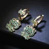 Fashion-Green Diamond Frog Örhängen 18K Guldpläterad Bröllop Smycken Kvinnor Mode Earings Ringar Märke Designer Smycken