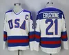 Mäns Vintage 1980 USA Hockey Jersey 30 Jim Craig 21 Mike Eruzione 17 Jack O'Callahan Team USA Mirakel på alternativa tröjor sys