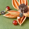 Moda- Mulheres Brincos Shell Flower Dangle Brincos com Pedras Handmade Declaração étnico Brinco Brincos Presente 0390