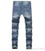 New Fashion Men Slim Casual Pants Elastic Men`s Trousers LIght Blue Quality Fit Loose Cotton Denim Brand Jeans For Men