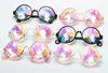 Sonnenbrille Frauen Geometrische Kaleidoskop Gläser Regenbogen-Rave-Objektiv Bling Bling Prism Kristallpartei Diffraction Sonnenbrillen Brillen weiblich