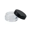Läppbalsambehållare 3g / 3ml Rensa runda kosmetiska krukburkar med svart klart vit skruvlock och liten liten 3g-flaska