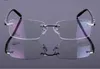 Occhiali da vista ottici classici di lusso con montatura rettangolare senza montatura con montatura a tre colori per uomo 58050