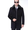 Veste en laine d'âge moyen long revers col en poils de lapin Vêtements mode homme cachemire de haute qualité couleur pure long manteau en laine