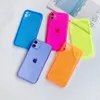 Neon Fluorescente Cassa Del Telefono di Colore Solido per il iPhone 15 14 13 12 11 Pro Max XR XS 8 SE2 TPU Trasparente Custodie izeso